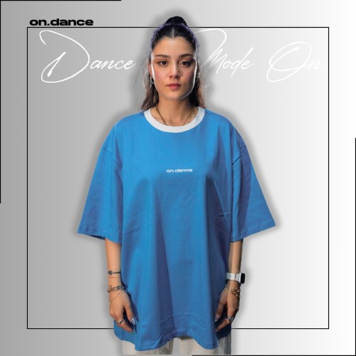 Oversize On Dance Baskılı Mavi T-Shirt - ON DANCE STORE